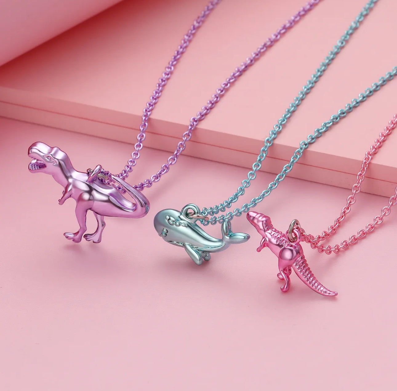 Pastel Dino & Whale Friendship Necklaces
