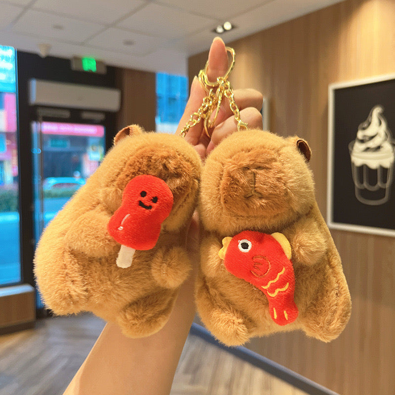 Kawaii Capybara Plush Keychain – Ice Lolly, Fish Backpack & Good Luck Backpack Designs