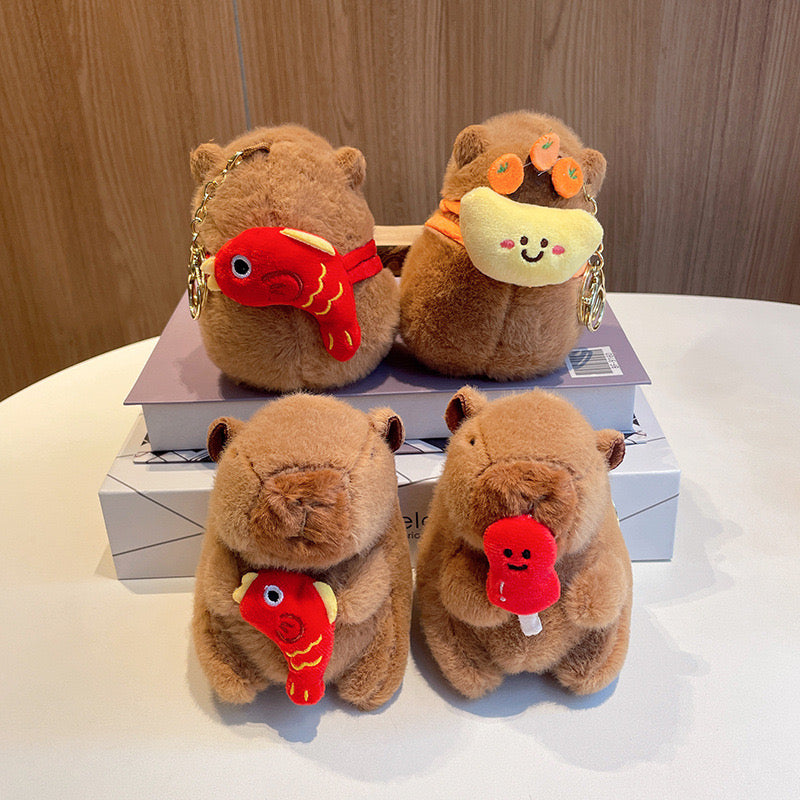 Kawaii Capybara Plush Keychain – Ice Lolly, Fish Backpack & Good Luck Backpack Designs