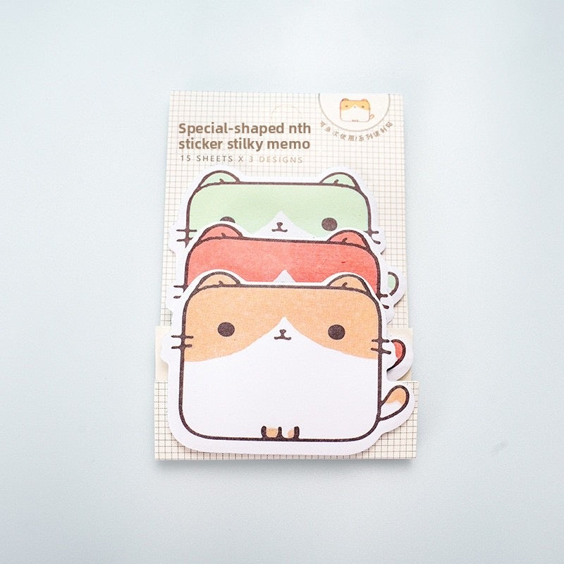 Kawaii Animal Sticky Notes – Cat, Dog, Rabbit, Duck, Chicken, Bear & Horse