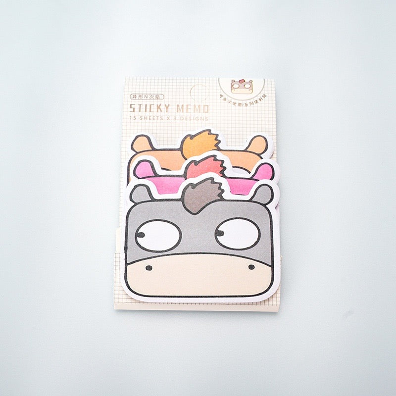Kawaii Animal Sticky Notes – Cat, Dog, Rabbit, Duck, Chicken, Bear & Horse
