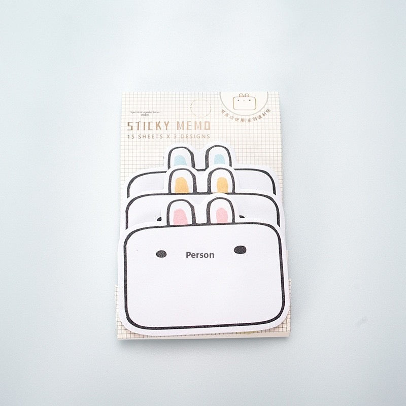Kawaii Animal Sticky Notes – Cat, Dog, Rabbit, Duck, Chicken, Bear & Horse